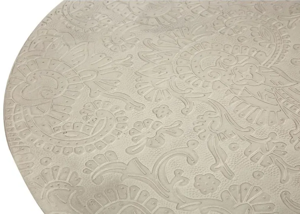 Carved Round Side Table - White