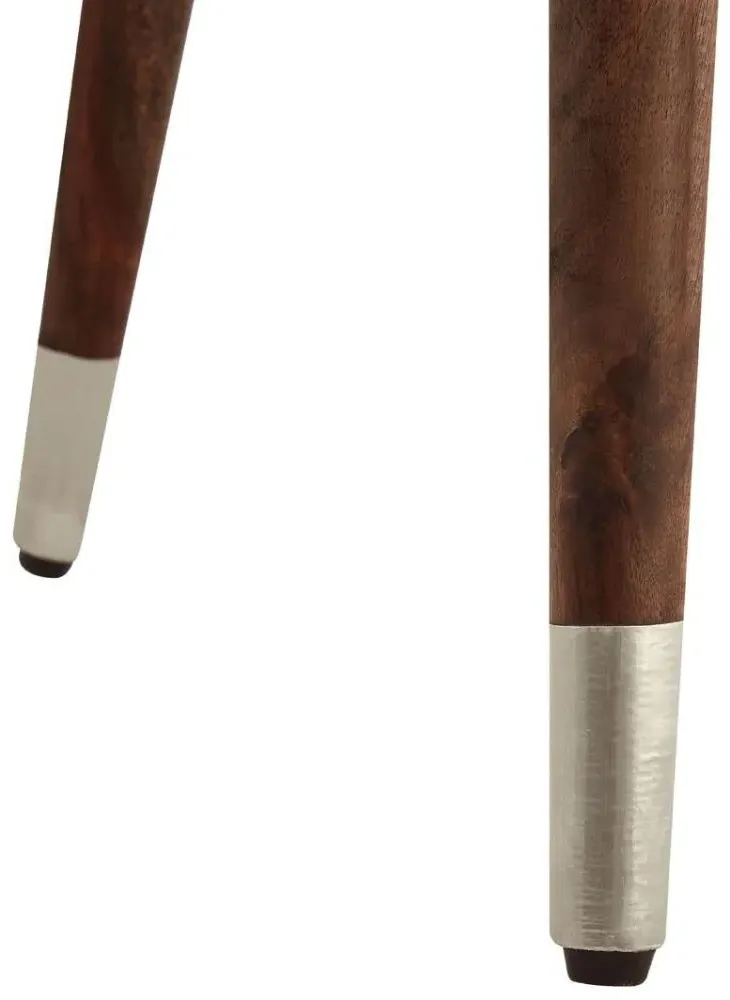 Carved Round Side Table - White