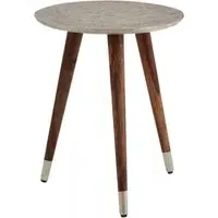 Carved Round Side Table - White