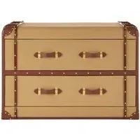 Columbus Canvas 2 Drawer Cabinet with Leather Trim - Natural