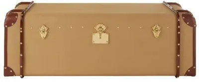 Columbus Canvas Storage Coffee Table with Leather Trim - Natural