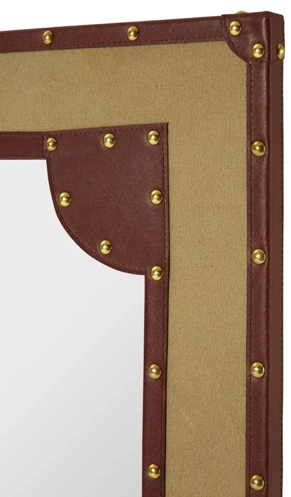 Columbus Canvas Wall Mirror with Leather Trim - Natural