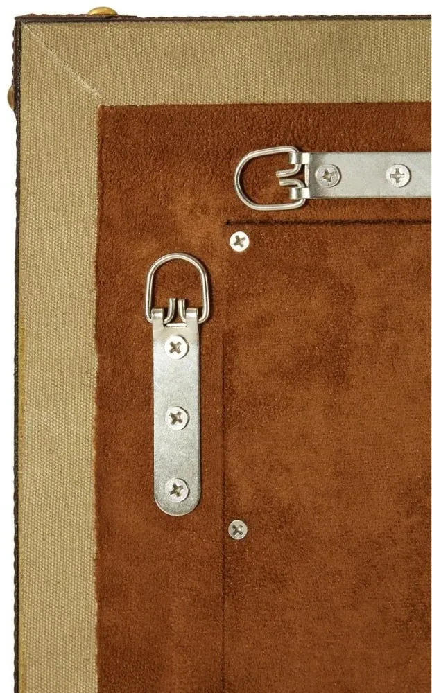 Columbus Canvas Wall Mirror with Leather Trim - Natural