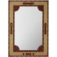 Columbus Canvas Wall Mirror with Leather Trim - Natural