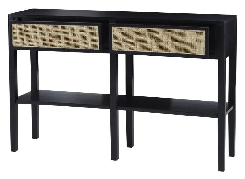 Corso 2 Drawer Console Table - Black, Rattan