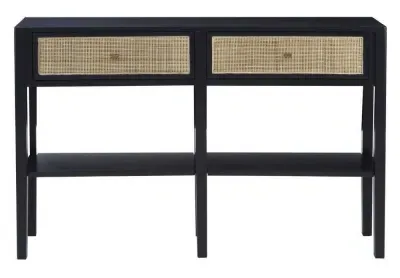 Corso 2 Drawer Console Table - Black, Rattan image