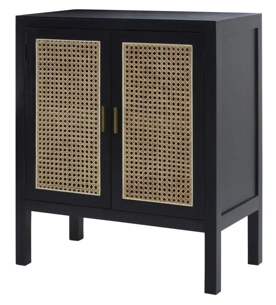 Corso Compact 2 Door Sideboard - Black, Rattan