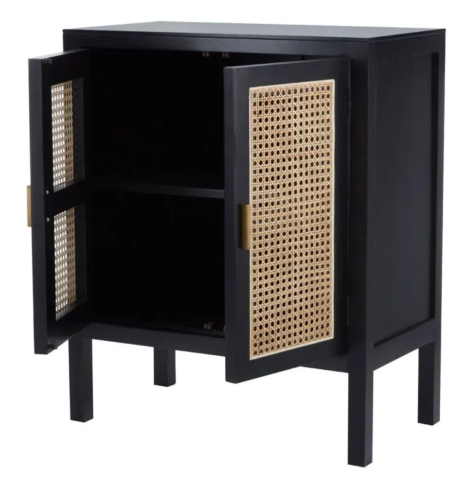 Corso Compact 2 Door Sideboard - Black, Rattan
