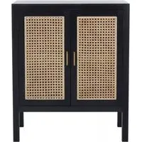Corso Compact 2 Door Sideboard - Black, Rattan