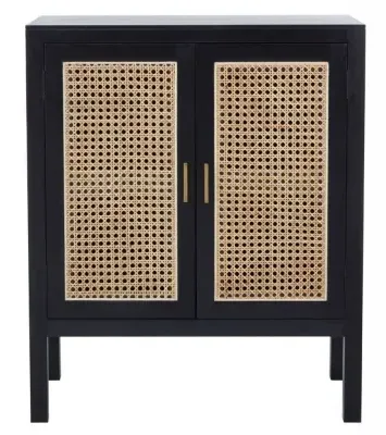 Corso Compact 2 Door Sideboard - Black, Rattan image