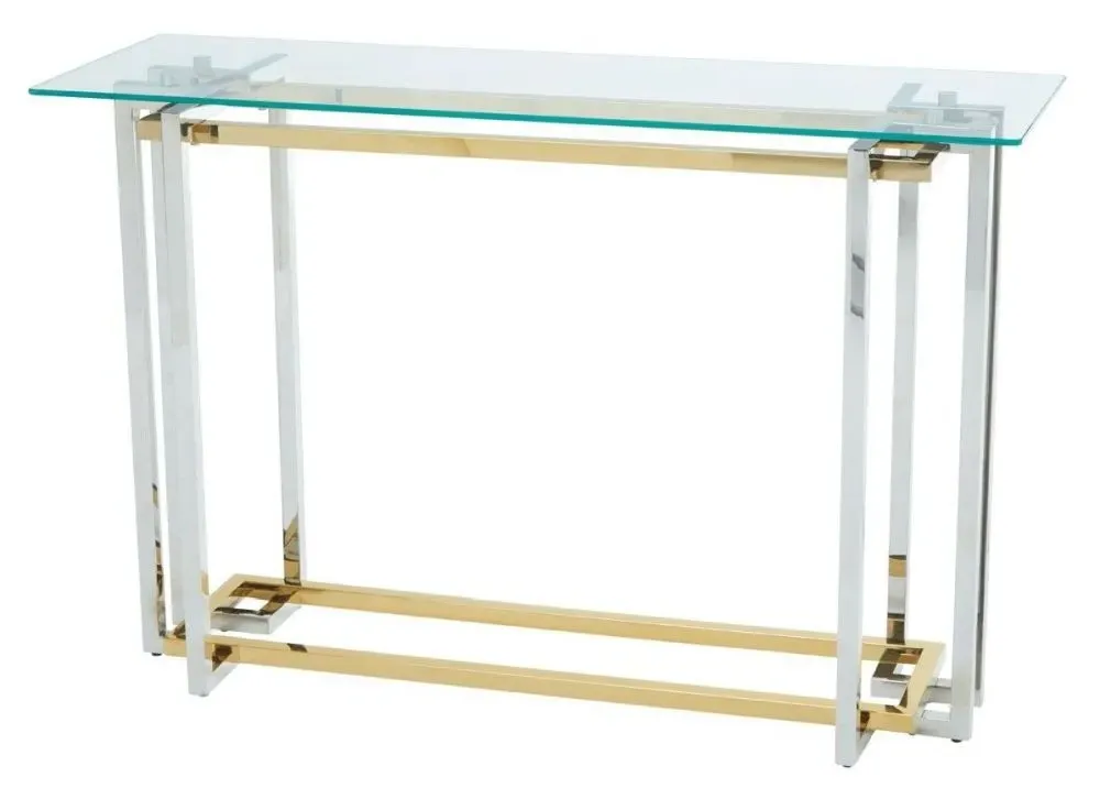Elino Glass Console Table - Chrome