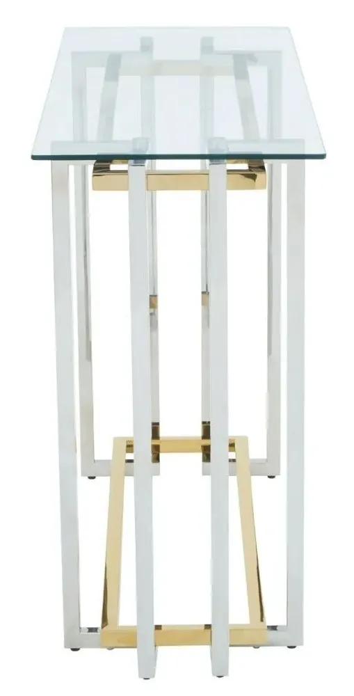Elino Glass Console Table - Chrome
