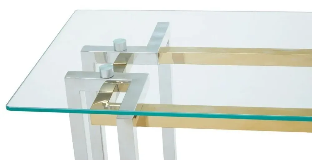 Elino Glass Console Table - Chrome