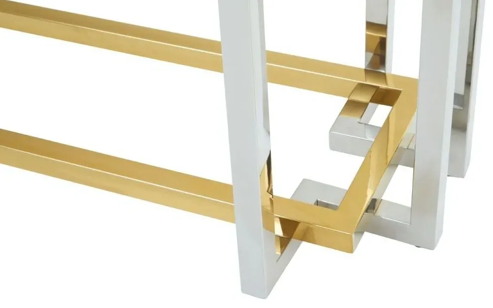 Elino Glass Console Table - Chrome