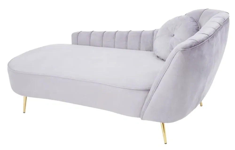 Felizia Left Arm Lounge Chaise - Grey, Velvet