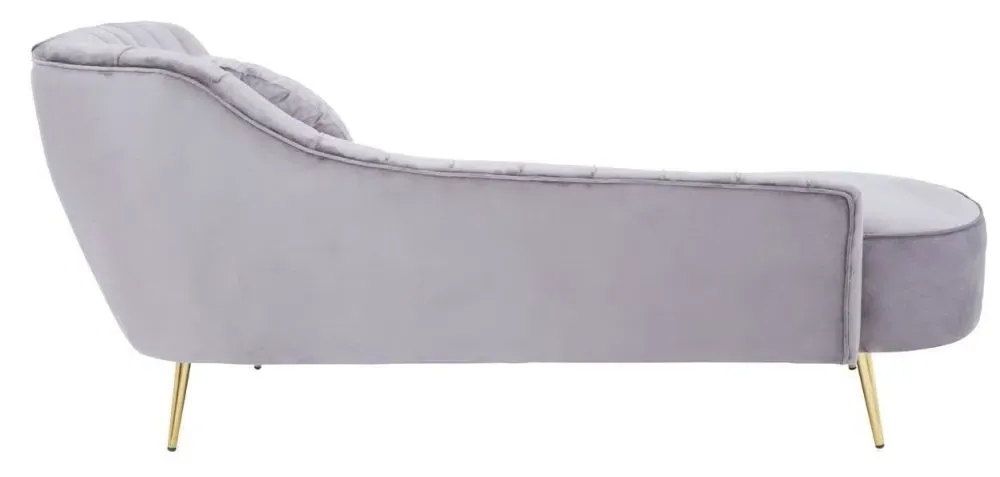 Felizia Left Arm Lounge Chaise - Grey, Velvet