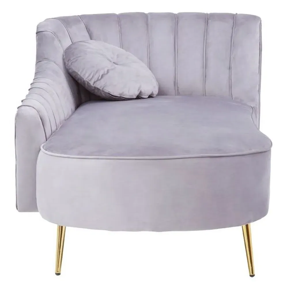 Felizia Left Arm Lounge Chaise - Grey, Velvet