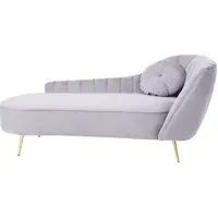 Felizia Left Arm Lounge Chaise - Grey, Velvet