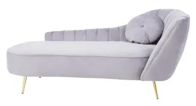 Felizia Left Arm Lounge Chaise - Grey, Velvet image