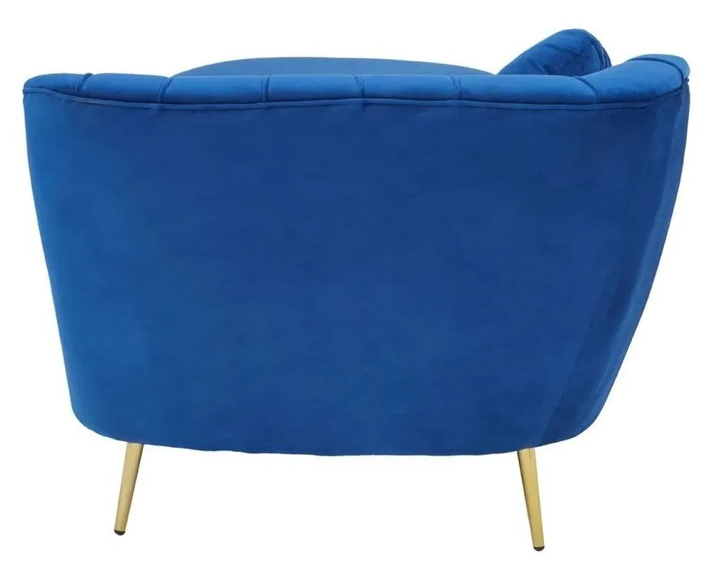 Felizia Left Arm Lounge Chaise - Midnight Blue, Velvet