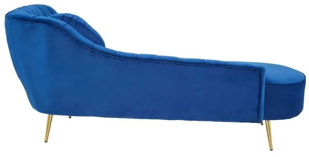 Felizia Left Arm Lounge Chaise - Midnight Blue, Velvet