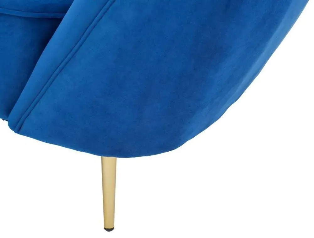 Felizia Left Arm Lounge Chaise - Midnight Blue, Velvet