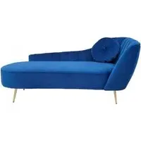 Felizia Left Arm Lounge Chaise - Midnight Blue, Velvet