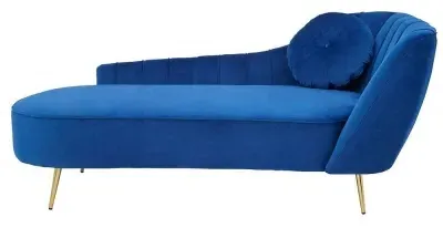 Felizia Left Arm Lounge Chaise - Midnight Blue, Velvet
