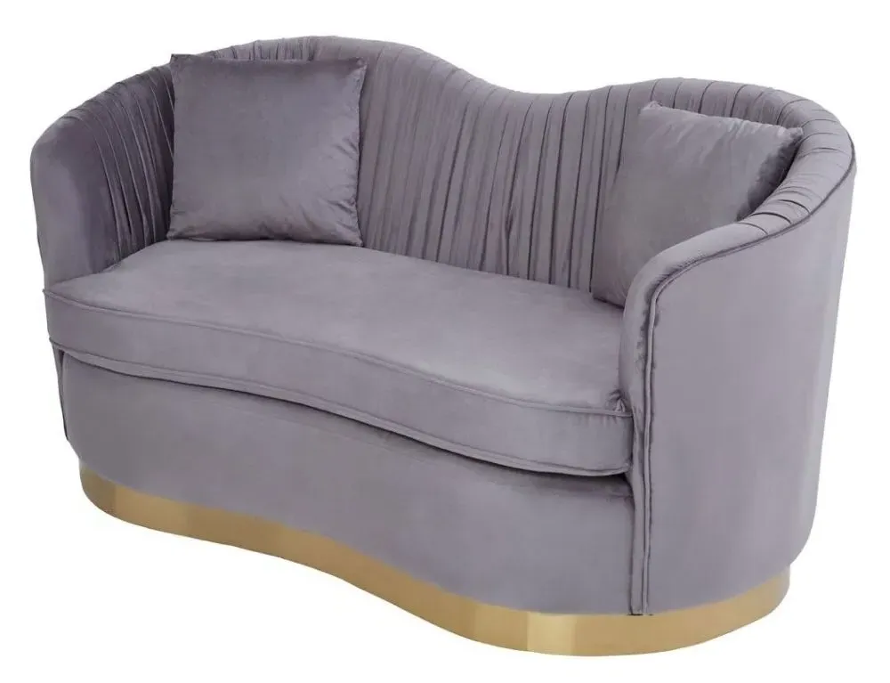 Franza 2-Seater Sofa - Grey, Velvet