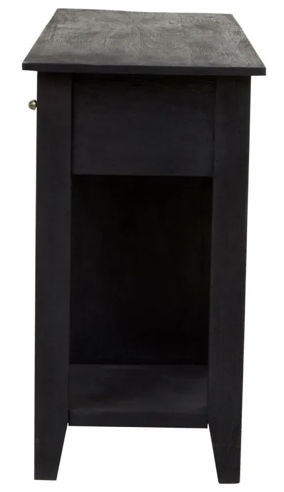 Fusion 3 Drawer Console Table with Wine Storage - Black, Mango Wood