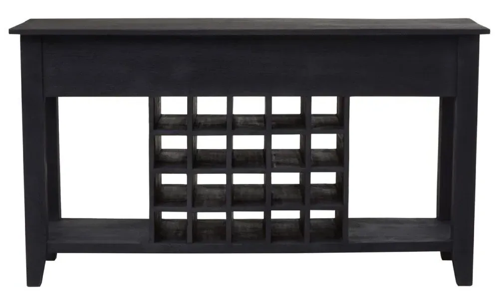 Fusion 3 Drawer Console Table with Wine Storage - Black, Mango Wood