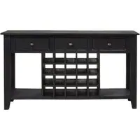 Fusion 3 Drawer Console Table with Wine Storage - Black, Mango Wood