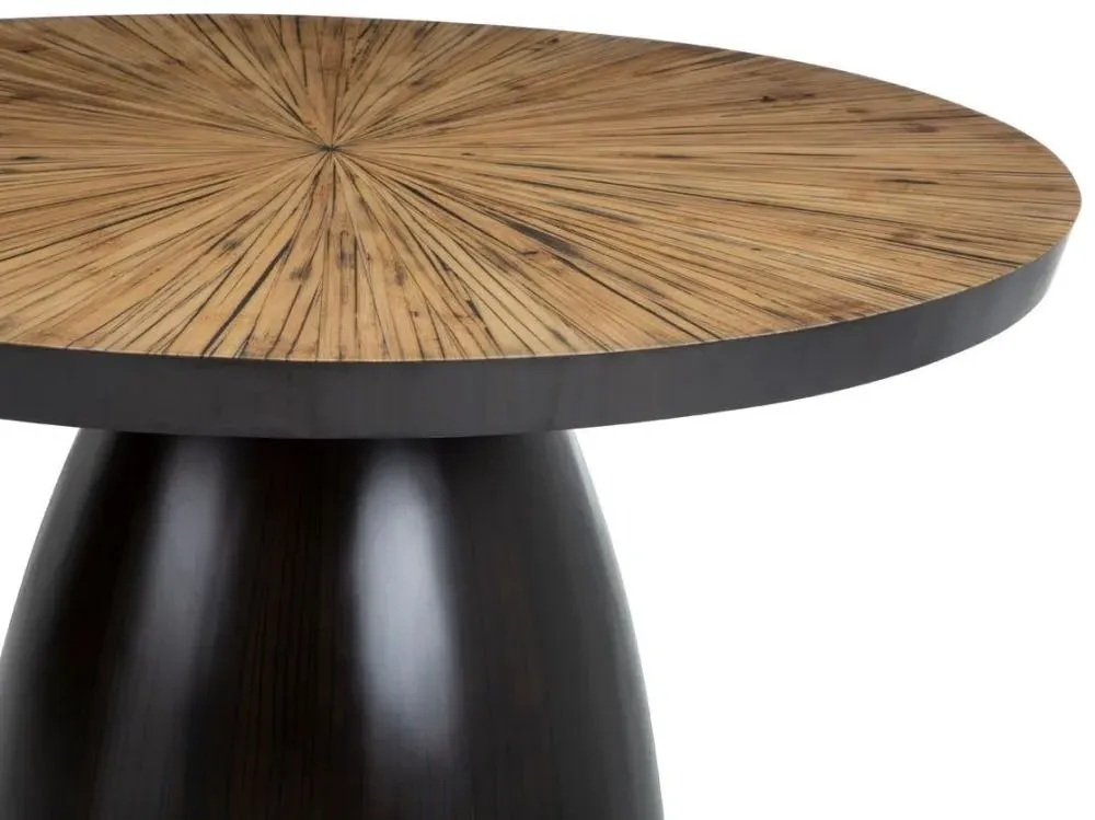 Gabo 4-Seater Round Dining Table with Black Base - Natural, Wood