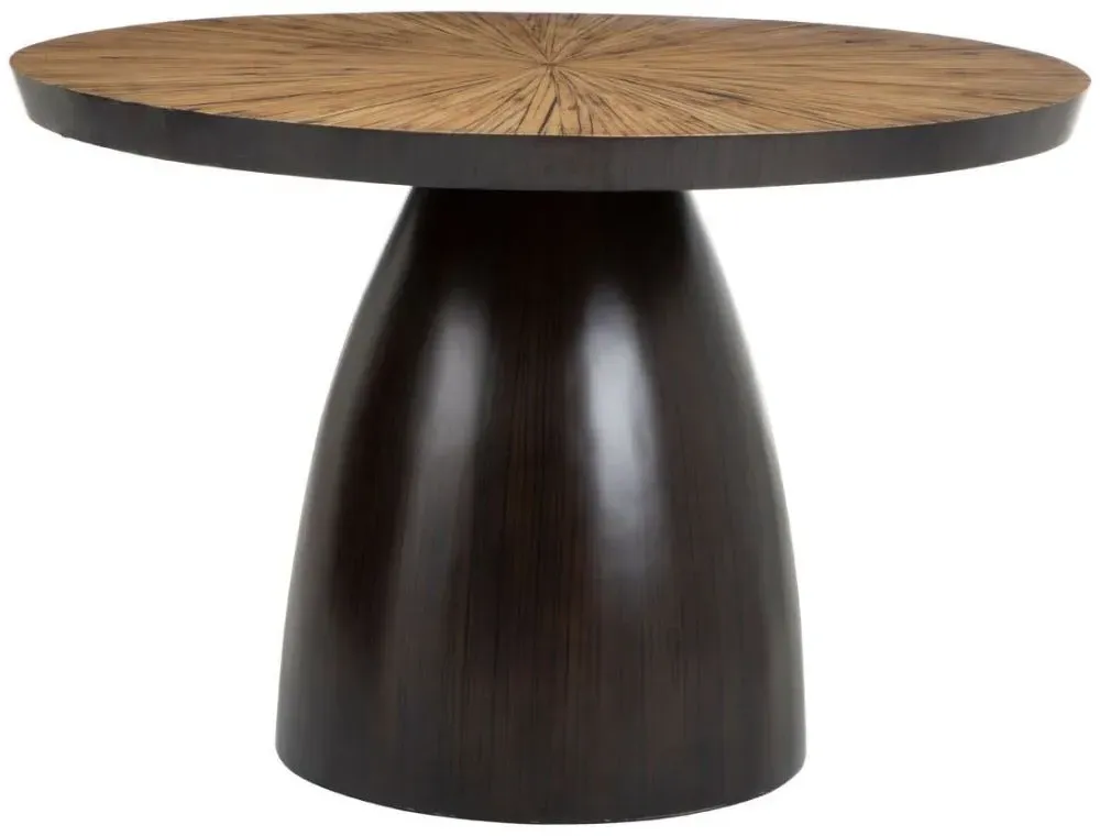 Gabo 4-Seater Round Dining Table with Black Base - Natural, Wood