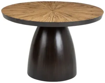 Gabo 4-Seater Round Dining Table with Black Base - Natural, Wood image