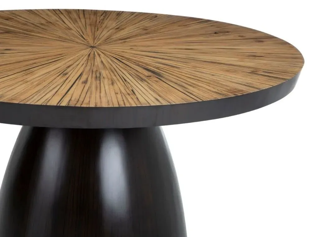 Gabo 4-Seater Round Pedestal Dining Table - Dark Ebony, Bamboo