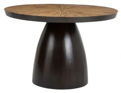 Gabo 4-Seater Round Pedestal Dining Table - Dark Ebony, Bamboo