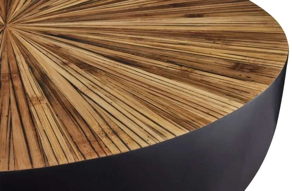 Gabo Large Round Drum Coffee Table - Natural, Parquet Wood