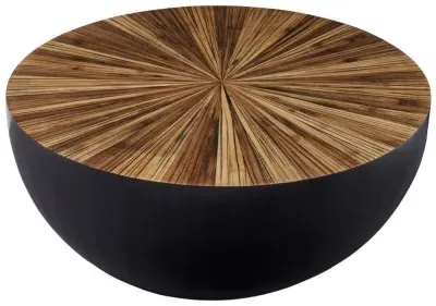 Gabo Large Round Drum Coffee Table - Natural, Parquet Wood