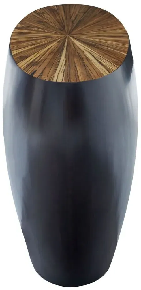 Gabo Parquet Console Table with Black Base - Natural, Wood