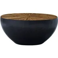 Gabo Parquet Console Table with Black Base - Natural, Wood