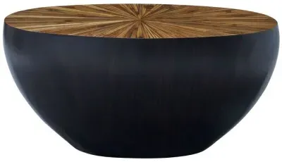 Gabo Parquet Console Table with Black Base - Natural, Wood image