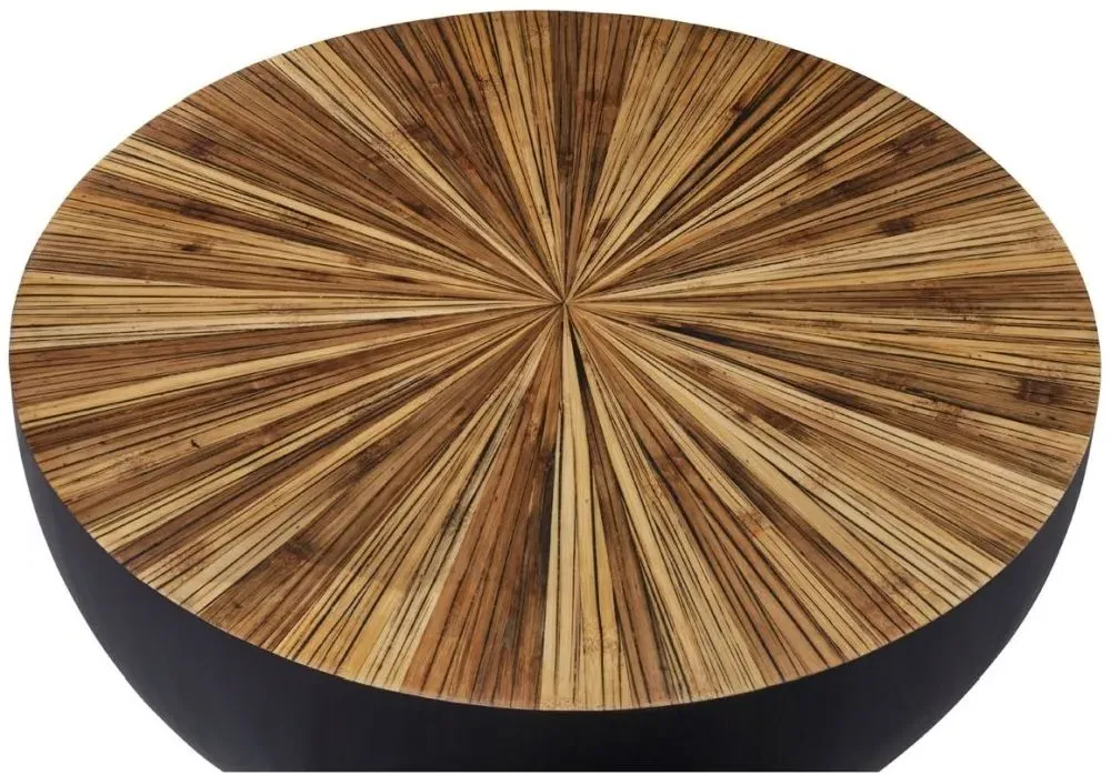 Gabo Small Round Drum Coffee Table - Natural, Parquet Wood