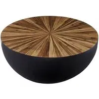 Gabo Small Round Drum Coffee Table - Natural, Parquet Wood