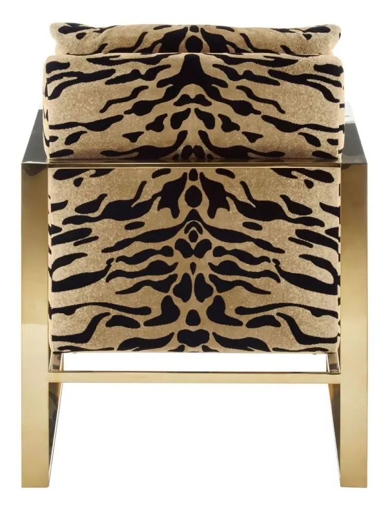 Gillett Tiger Print Fabric Armchair - Gold