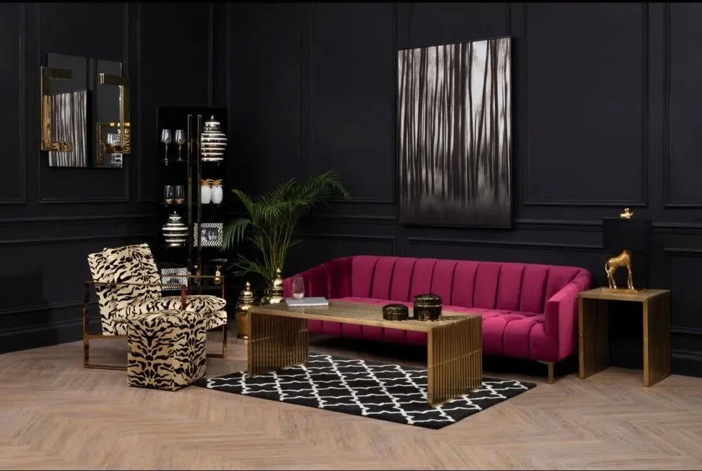 Gillett Tiger Print Fabric Armchair - Gold