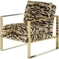 Gillett Tiger Print Fabric Armchair - Gold