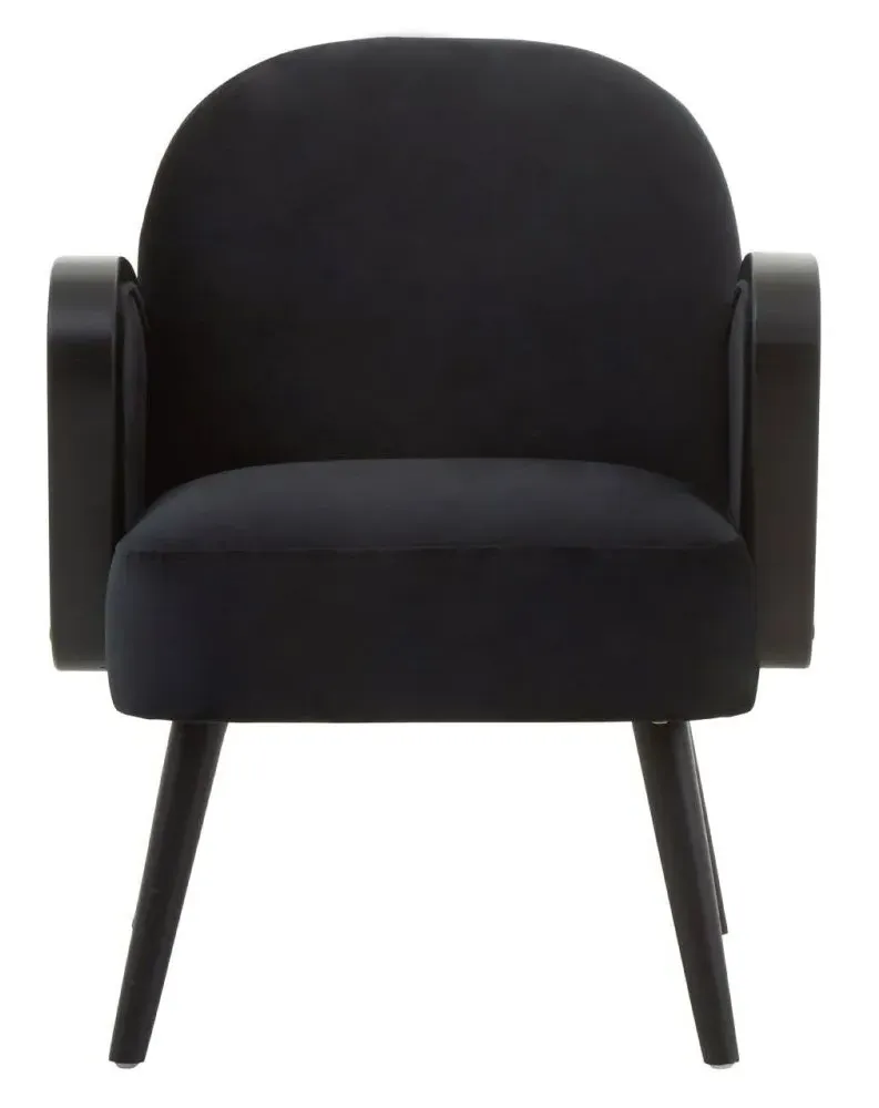 Hala Upholstered Armchair - Black, Velvet