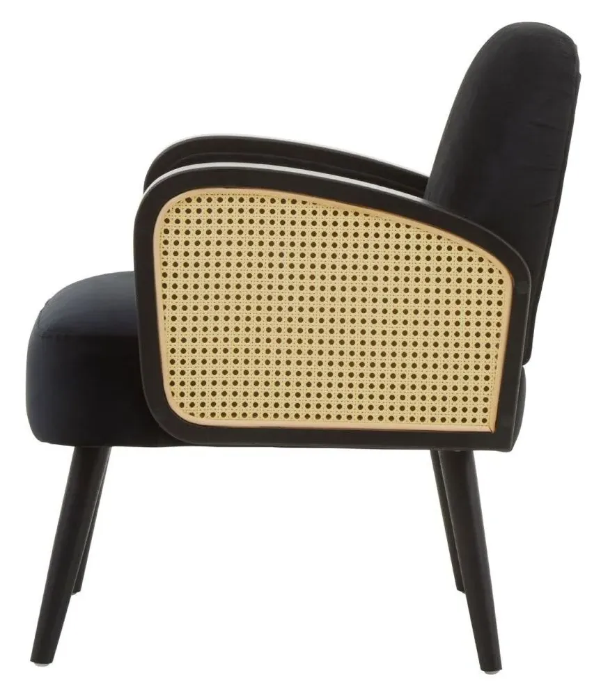 Hala Upholstered Armchair - Black, Velvet
