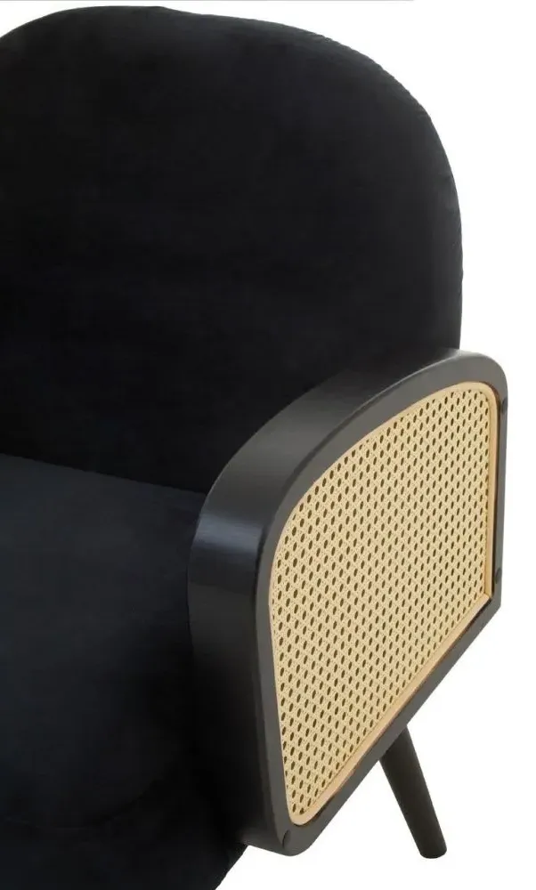 Hala Upholstered Armchair - Black, Velvet